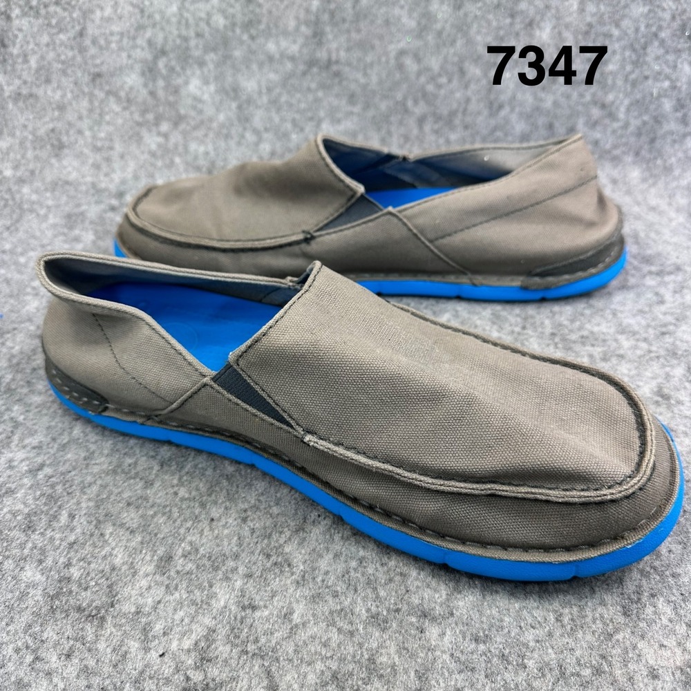 Crocs Cabo Mens Canvas Loafers Size 10 Gray Blue Slip On Casual Comfort Shoes